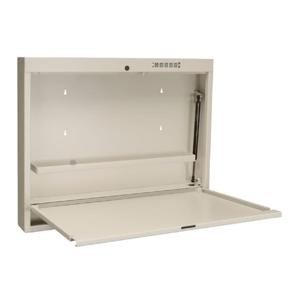 Mountable Wall Desk with Modern E-Lock In Beige (23.75"H X 30"W X 4"D)
